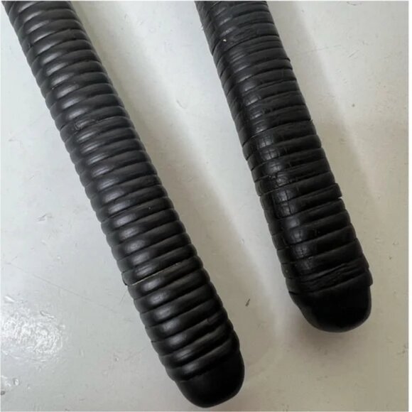 Serving -Utensil 2 Piece Spoon Fork Rubberwood Rattan Threshold Studio McGee New - Picture 5 of 6